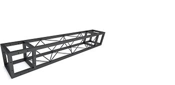 черная металлическая ферма с сечением 20 см и длиной 1,5 метра